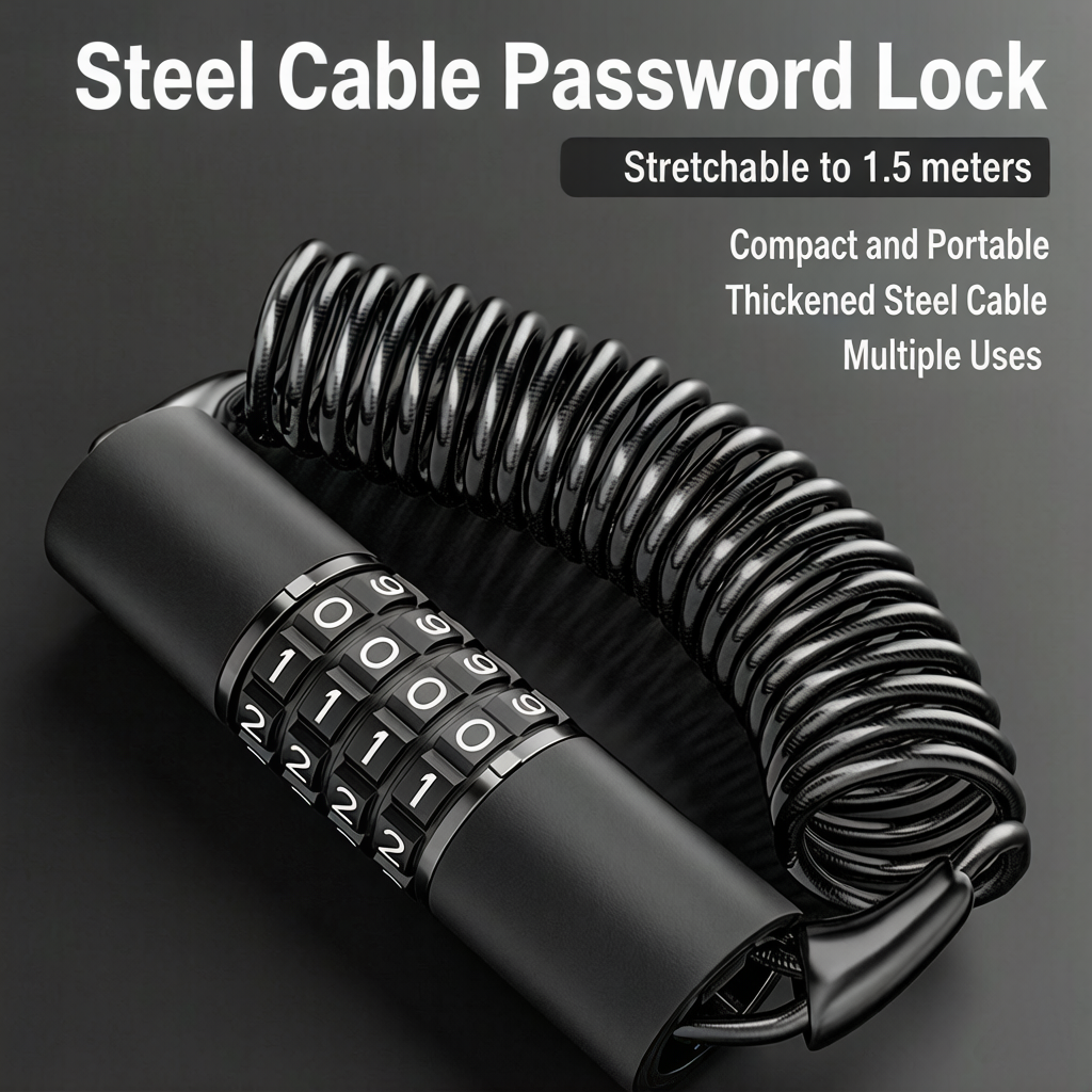 Chain Lock Combination - Steel Cable Helmet Lock for Bikes