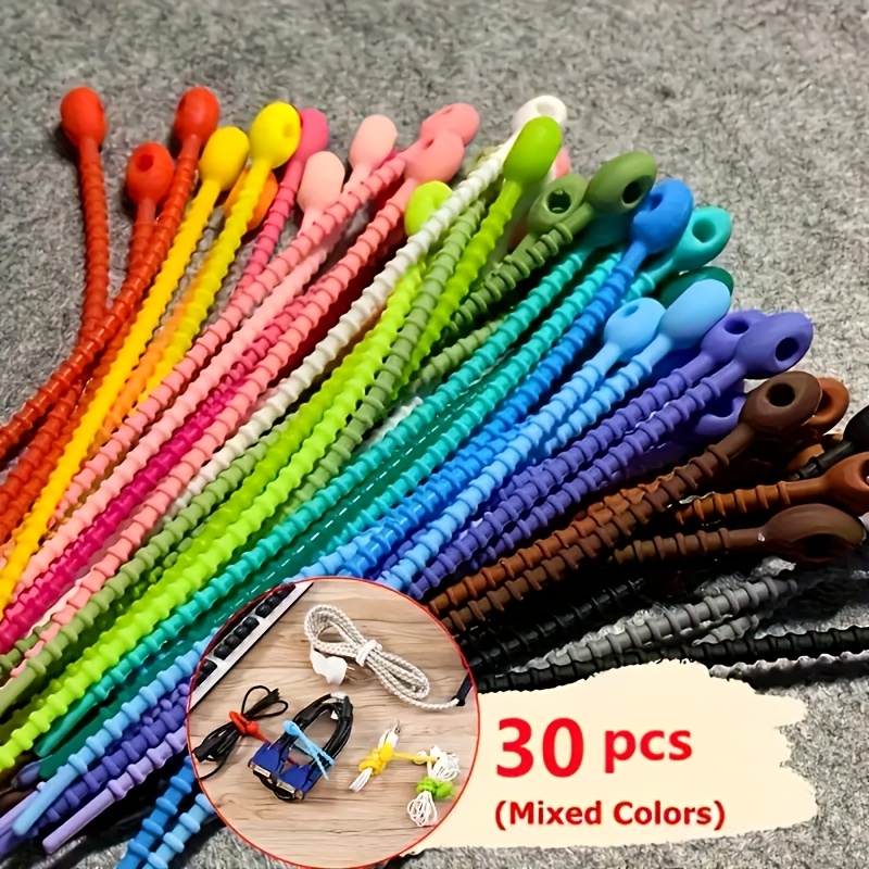 Cable Lock Flexible - Silicone Cable Ties, 30PCS Reusable Cord