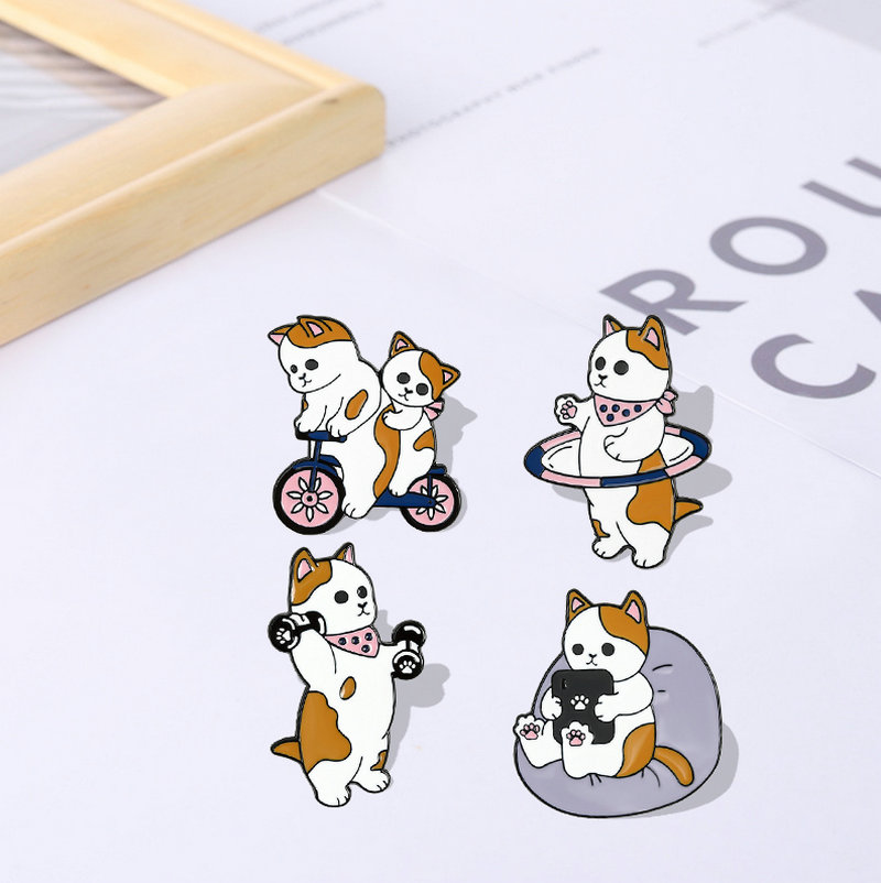 Cycling Commute Bag - Funny Cats Enamel Pin Custom Cat