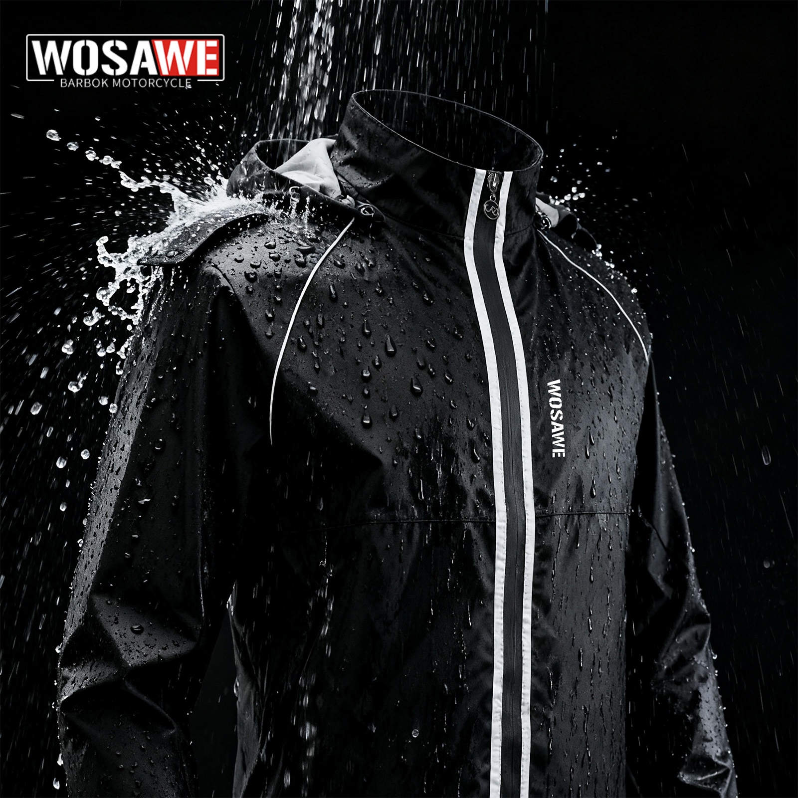 Cycling Commute Jacket - WOSAWE Reflective Motorcycle Rain Jacket Waterproof